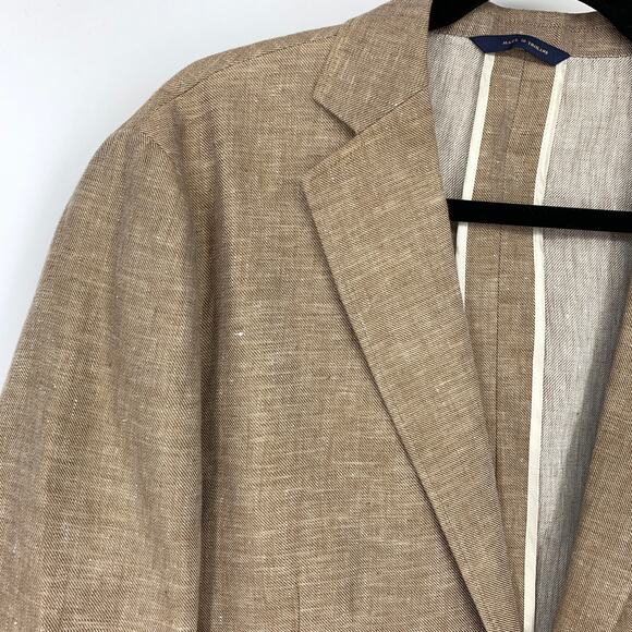 Brooks Brothers 1818 Fitzgerald Two Button Blazer Jacket Mens Sz 40S Tan Linen - Picture 5 of 8